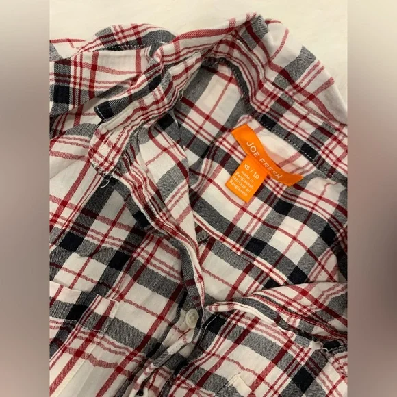 Joe Fresh Women’s Red Tartan Shirt - Picture 1 of 3